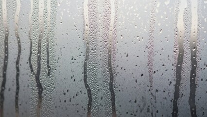 Condensation on Glass - A Detailed Close-Up of Water Droplets.