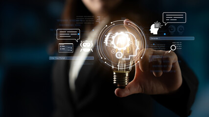 A user interface for a generative AI application. The platform allows users to enter prompts, engage in chatbot conversations, and generate new creative or analytical content. Fermion