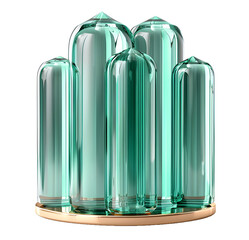 Glass growing bar graph icon 3D object on white background High quality photo