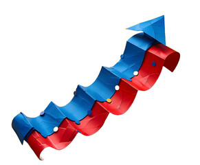 Rising graph icon 3D object and scroll paper High quality photo