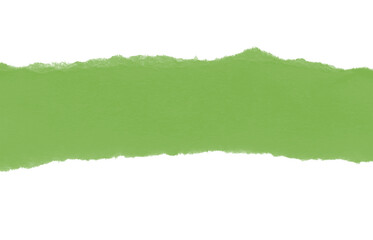 Green Torn Paper Strip with White Rough Edges on Black Background