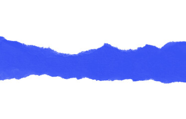 Blue Torn Paper Strip with Rough White Edges on Dark Background