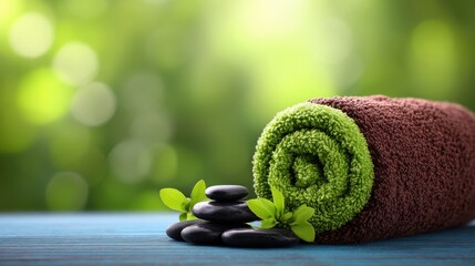 beauty treatment items for spa procedures on white wooden table. massage stones, essential oils and sea salt. copy space