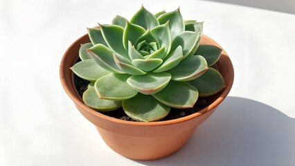 Small succulent plant in terracotta pot