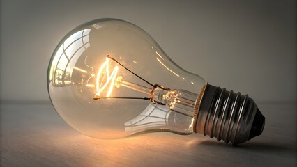 A single glowing light bulb