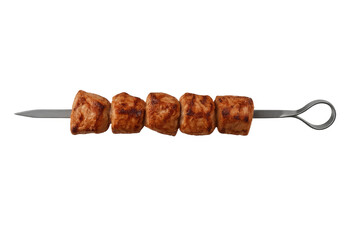 Grilled meat shish kebab skewer on transparent background