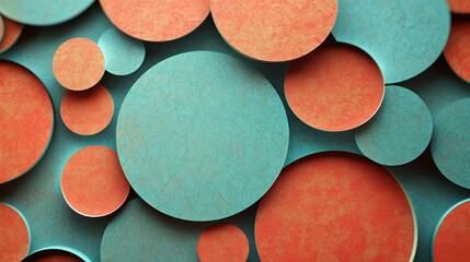 Bold high-contrast black and white geometric circles on textured paper, providing a strong graphic look for modern art prints.