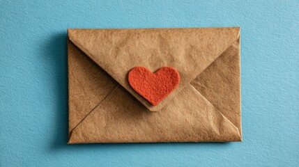 Envelope with red heart for valentine day on white background