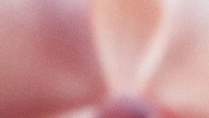 Delicate peach pink grainy texture with luminous white rays, noise background for web design