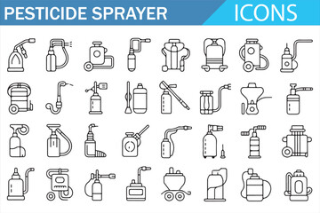 Agriculture Sprayer Tools Icons Set for Crop Protection