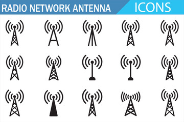 Network Antenna and Signal Icons Collection for Technology Design