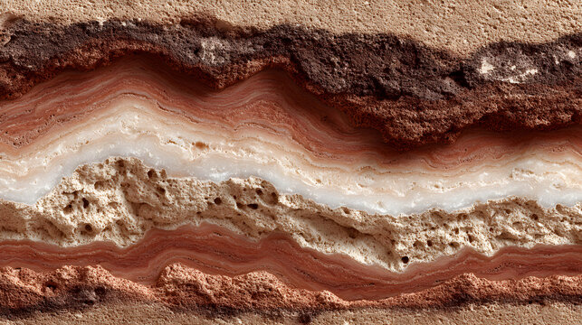 Stunning photo of seamless rammed earth clay texture tile top view natural red brown layers wall ground for surface mapping architecture game design 2d flat.