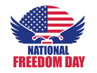 National Freedom Day Illustration: Bald Eagle and American Flag Symbolizing Liberty and Justice