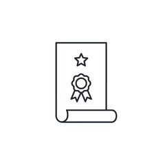 Close-Up of Award Certificate with Ribbon and Star for Recognition