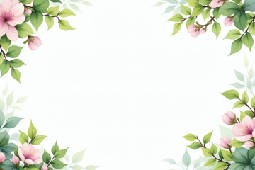 Springtime foliage and blossom corners with white center