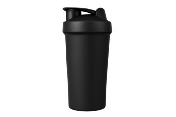 Black protein shaker bottle mockup, sport and fitness drinkware