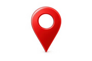 Red glossy map pin icon marking a specific location, destination, or point of interest. Element for travel, gps, and searching concepts