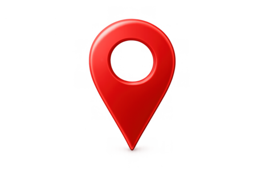 Red glossy map pin icon marking a specific location, destination, or point of interest. Element for travel, gps, and searching concepts - Powered by Adobe