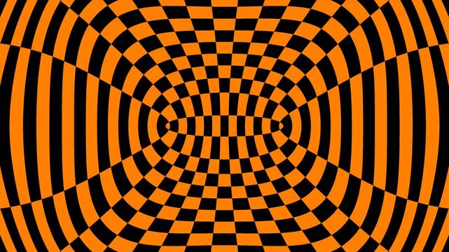 Optical Illusion: Hypnotic Orange and Black Checkered Vortex Loop