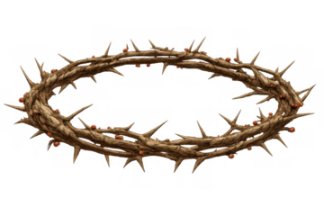 Crown of thorns representing jesus christ's passion, sacrifice, suffering, and redemption on transparent background