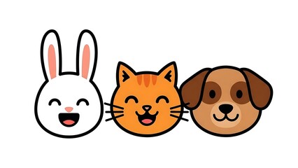 Fototapeta premium Cute cartoon animals smiling together.