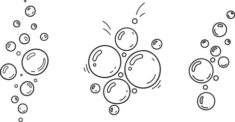 Hand drawn water bubbles doodle icon. Underwater and fizzy drink bubble outline symbol. water line clipart eps