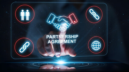 Partnership agreement handshake business contract success cooperation deal together link network global connection teamwork trust goal management