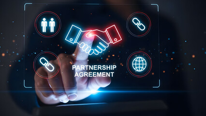 Partnership agreement handshake business contract success cooperation deal together link network global connection teamwork trust goal management