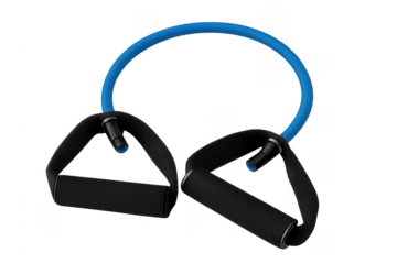 Blue resistance band with black handles workout equipment
