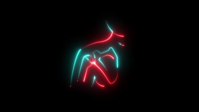 Shoulder x ray neon line animation. Joint dislocation animated icon.