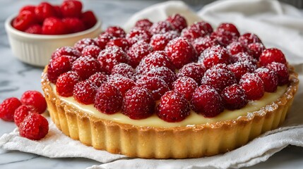 raspberry tart on a plate