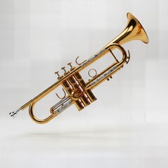 Obraz premium Professional Golden Brass Trumpet Musical Instrument Isolated on White Background