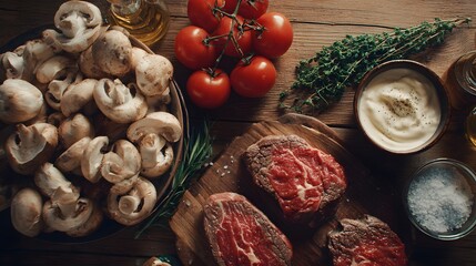 meat with tomatoes and mushrooms