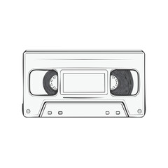 Fototapeta premium Retro Cassette Tape Illustration, Vintage Music Technology, Nostalgic Audio, Sketch Style, Media Recorder