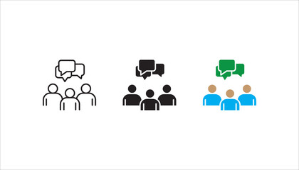 people talking icon set, bubble, speak, business group, vector illustration on white background