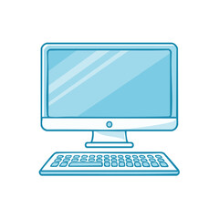 Fototapeta premium Desktop computer setup with monitor and keyboard digital illustration