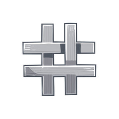 Obraz premium Hashtag Symbol Drawn with Simple Lines and Gray Fill, Social Media Communication Icon Concept