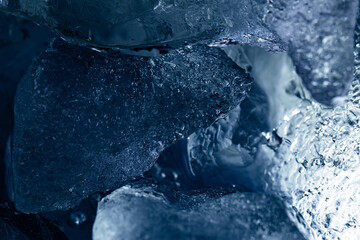 Abstract Blue Ice Texture with Air Bubbles