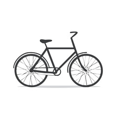 Classic Bicycle Illustration Black Silhouette of Two Wheel Vehicle with Fenders Seat Handlebars on Flat White Surface