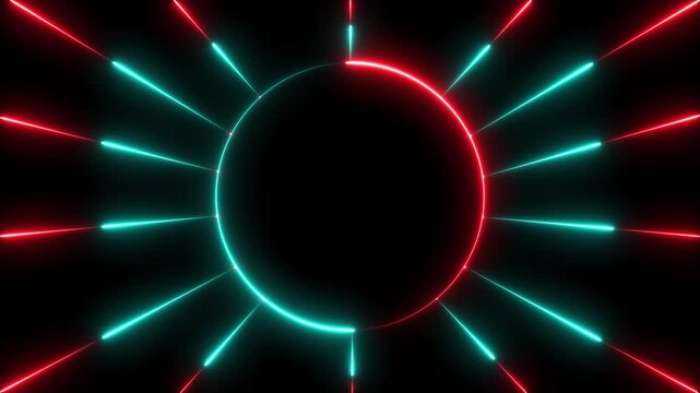Glowing neon laser lines on black background seamless looping 4k footage ,4K video motion graphic animation.