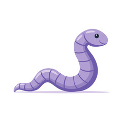Fototapeta premium Lilac worm cartoon illustration cute animal vector for kids, invertebrate character isolated on a plain background with smooth shading
