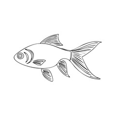 Fototapeta premium Stylized Goldfish Illustration Aquatic Pet Creature Underwater Outline Drawing