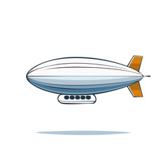 Vintage Dirigible Isolated in Light Sky Blue Tones Detailed Vector Illustration