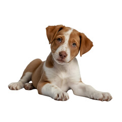 Adorable Brown and White Puppy Lying Down