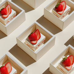 strawberry cake in a blank flat boxes