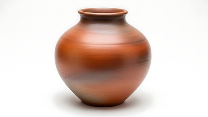 Earthy terracotta ceramic pot with subtle horizontal banding and a smooth matte finish