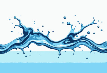 A Dynamic Illustration of Vibrant Blue Water Splashing in a Creative Artistic Style Set Against a Pale Background Creating a Sense of Motion and Fluidity