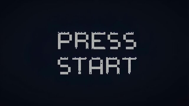 Digital screen displaying Press Start text. Inviting gamers to begin their interactive experience in a video game environment