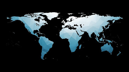 Polygonal Map With Blue Tones On Black Background earth globe