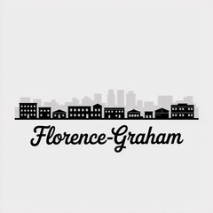 Fototapeta premium Florence–Graham Skyline Silhouette — Urban Los Angeles County Community Vector Illustration
